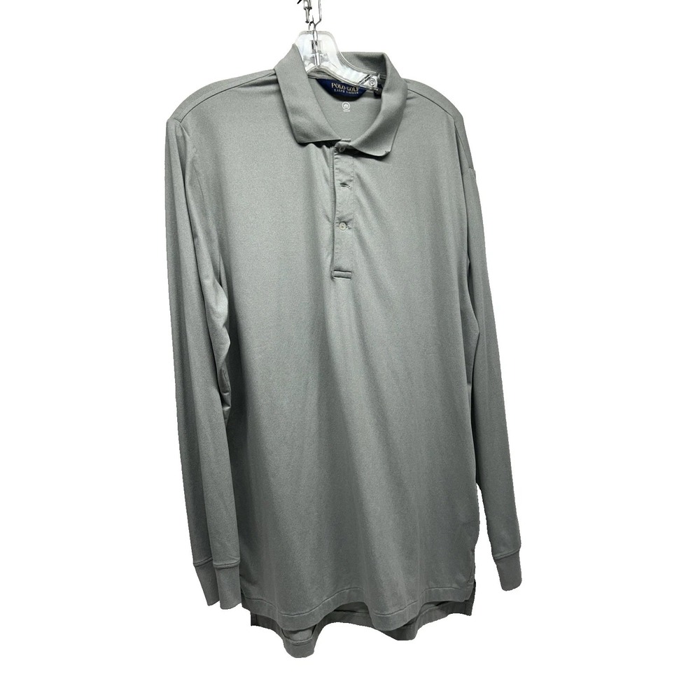 Polo Golf Ralph Lauren Men's Large Grey Wicking Long Sleeve Polo Shirt (H6)